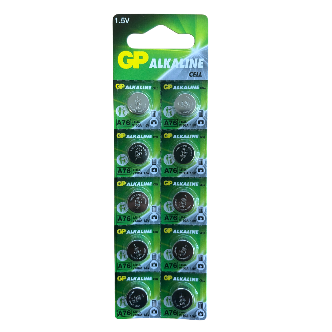 GP AG13 (LR44, 357, A76, L1154) 1.5V Alkaline Button Coin Cell Battery - Pack of 10
