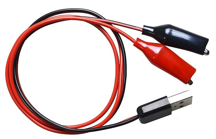 USB A Male Plug to Croc Clip Lead
